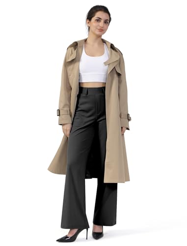 Image of Wide Leg Work Pants for Woman Stretchy Office Slack Dress Pants Business Trousers with Pockets