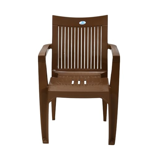 Image of Nilkamal CHR2209 Plastic Mid Back Chair |Set of 4|Stackable Chair|for Home, Dining Room, Bedroom, Kitchen, Living Room, Office, Outdoor, Garden |Rattan Dark Beige
