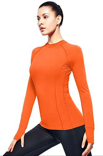 Zengjo Womens Mock Neck Athletic Top Long Sleeve Workout Shirts with Thumb Holes3