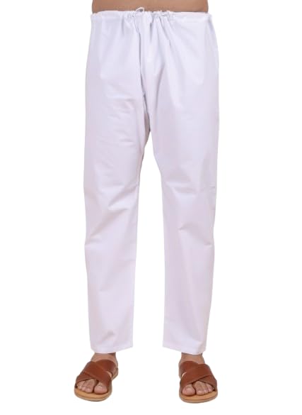 Men's Premium White Cotton Aligarh Pyjama | Traditional Drawstring (Nada) Bottom Wear | Regular Fit Mid Rise | Elastic-Free Pajama-picture-39