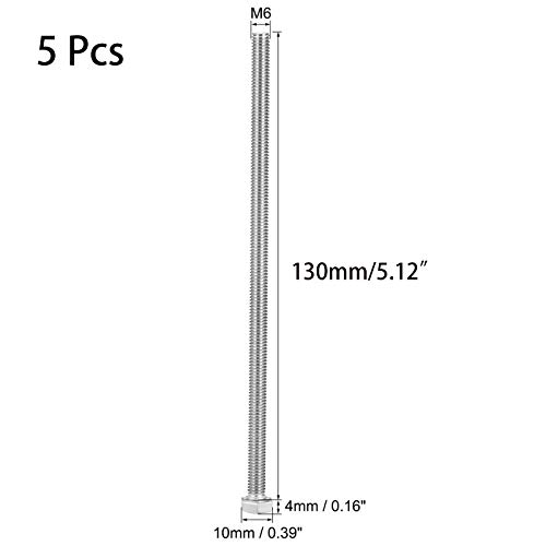 Image of 5 Pcs M6 Hex Bolt M6-1 x 130mm UNC Hex Head Screw Bolts A2-70(304) Stainless Steel Fully Threaded Hex Tap Bolts,Plain Finish,Fully Threaded (M6 x 130mm)