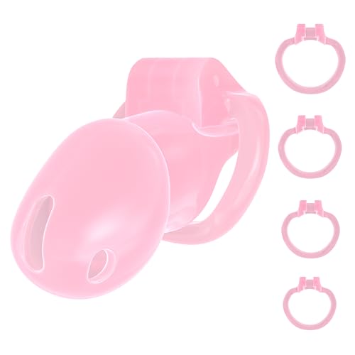 FYJENNICC Male Penis Cage Chastity Cage Sex Toy with 4 Sizes Cock Rings for Beginner Pink Short
