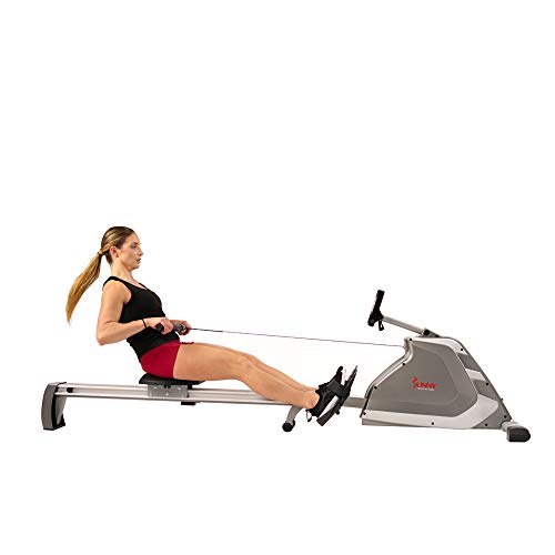 Sunny Health & Fitness Magnetic Rowing Machine Rower With Dual Resistance, Programmable Monitor, 300 Lb Max Weight And Foldable Quiet Aluminum Slide Rail - Sf-Rw5854,Gray #TOP5