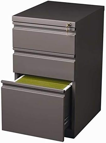 Miniatura 2 de Pemberly Row Archivador móvil de metal moderno de 27.75 pulgadas de alto x 15.00 pulgadas de ancho con 3 cajones en tono medio con cerradura incluida