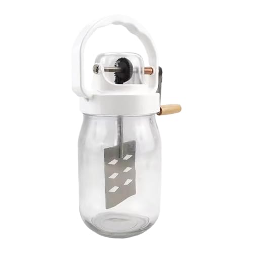 Batidora de mantequilla - 500 ml, batidora de manivela con tarro de vidrio | Herramienta para batir lácteos de gran capacidad | Mantequera manual, batdora manual para cocinar, hornear y usar Itchen,