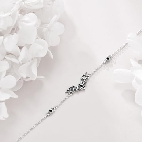 URONE Bat/Cat Bracelet 925 Sterling Silver Animals Bracelet Bat/Cat Jewelry Gifts for Women3