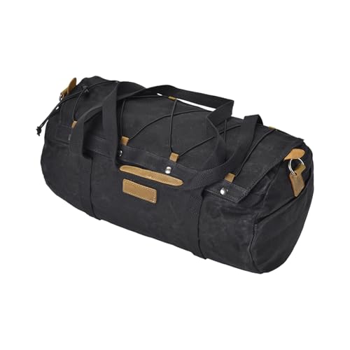 Sacoche latérale moto étanche grand volume en toile noire pour protéger vos bagages de la pluie