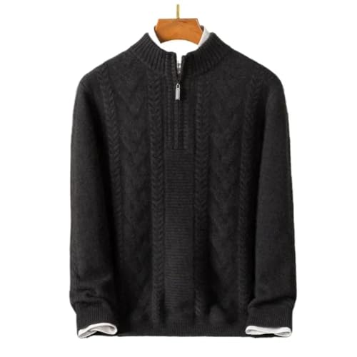 Men Solid Cashmere Blen Zipper Collar Thickened Sweater Fall Winter2