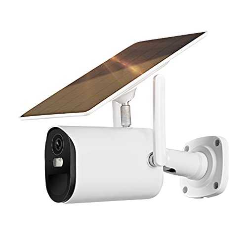 IP Cameras Security Outdoor Solar Rechargeable Battery Powered Wireless WiFi Home Surveillance for Home Security 360 System Color Night Vision PIR Motion Detection 2 Way Audio Wire Free Camera