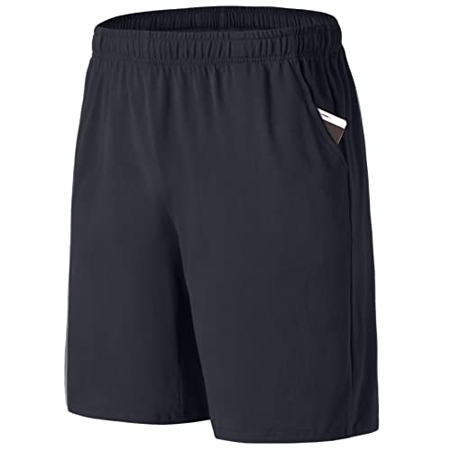 Letaotao Men's Big And Tall Shorts Cotton Jogger Sweat Shorts With Zipper Pockets (Xl-6Xl (5X-Large, Navy) #TOP13