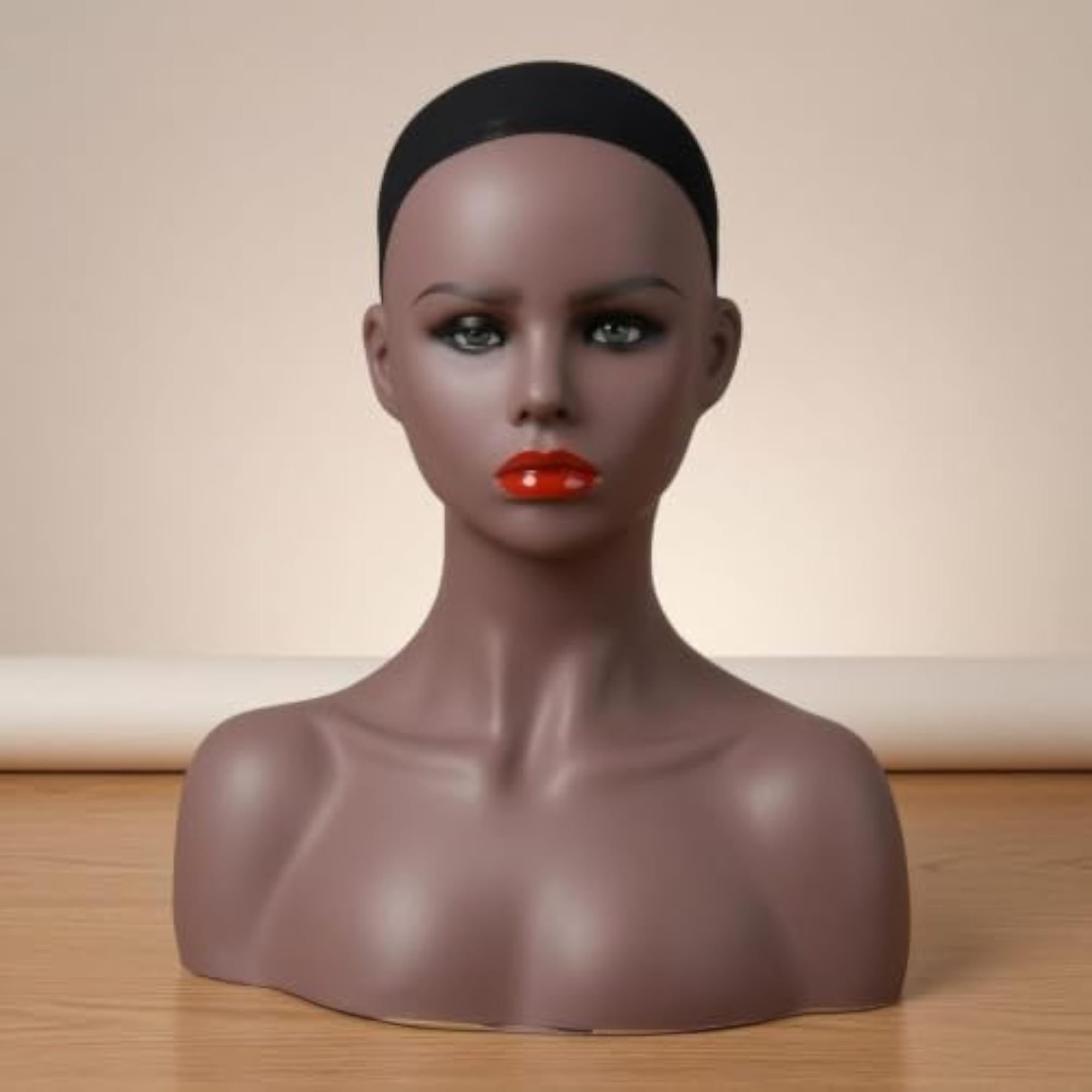PVC Manikin Head with Shoulders, Brown Skin-Tone