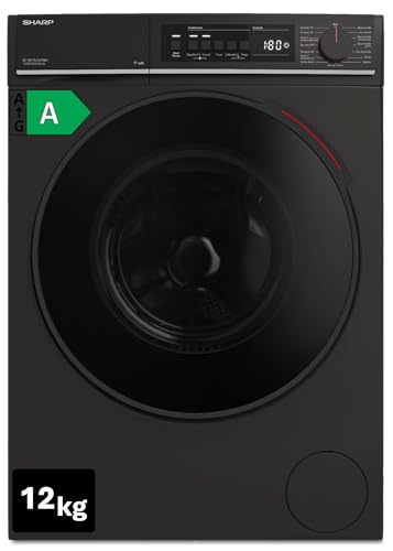 Sharp ES-WNFB214CMDA-DE Waschmaschine, 12 kg, Energieklasse A, 1400 U/min, Inverter Motor, AquaStop, WiFi App-Steuerung, Dampf-Funktion, Schnellwaschgang, Schwarz Matt Sharp ES-WNFB214CMDA-DE Waschmaschine, 12 kg, Energieklasse A, 1400 U/min, Inverter Motor, AquaStop, WiFi App-Steuerung, Dampf-Funktion, Schnellwaschgang, Schwarz Matt