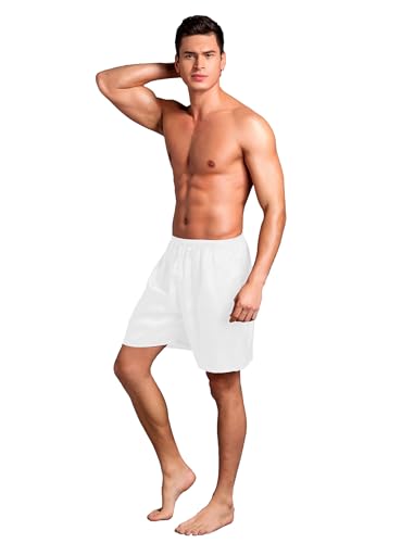 Men's Pajama Pants Satin Silk Pajama Boxer Shorts with Elastic Waistband Shorts Lounge Wear Sleepwear 6