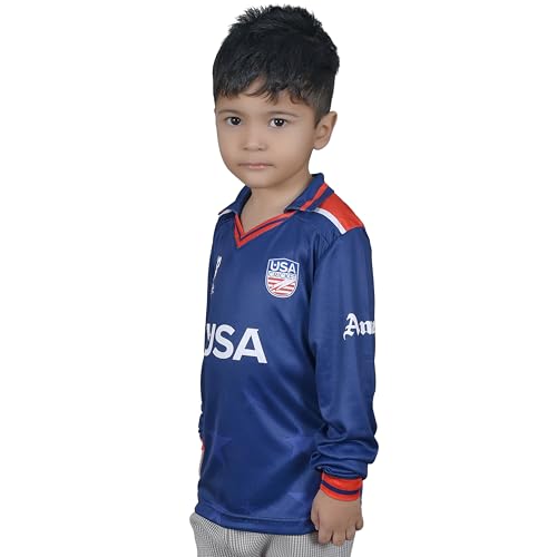 USA Cricket Youth Jersey, US Team's First Ever T20 WC Appearance T-Shirt for Kids, Long Sleeve, Navy Blue4
