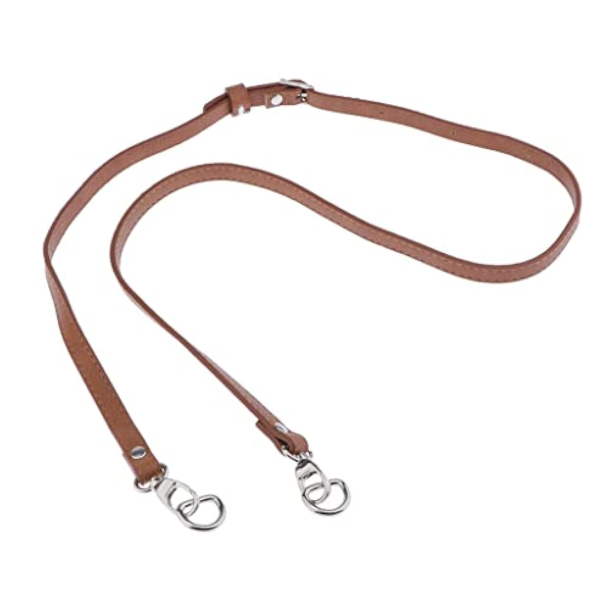 Adjustable Leather Bag Strap Replacement, Brown-Silver