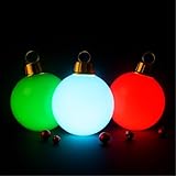 HoliGlow 3-Pack Premium LED Inflatable Christmas Ornaments – Oversized Light-Up LED Outdoor Holiday Yard Decorations (Red, Green & White) Shared Power Cord Blow Up Lawn Décor