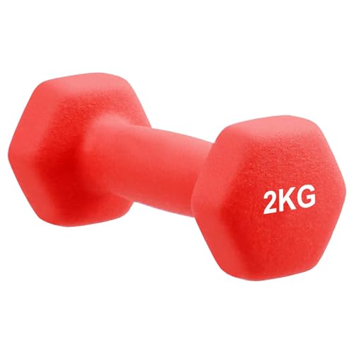 Image of AmazonBasics Neoprene Dumbbell 2 Kg, Set of 2 (Red)
