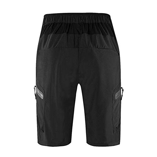Lilychan Mens Mtb Mountain Bike Short Quick Dry Lightweight Work Golf Casual Shorts 7 Pockets (Black, Large) #TOP2