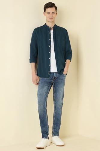 Image of Allen Solly Men's Casual Mandarin Collar Shirt | Regular Fit | Contemporary Design | Smart Casual Wear