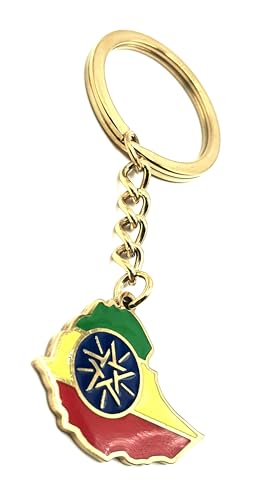 SNS Components Porte-clés en métal émaillé avec drapeau de l'Éthiopie et de l'Afrique, multicolore, taille unique