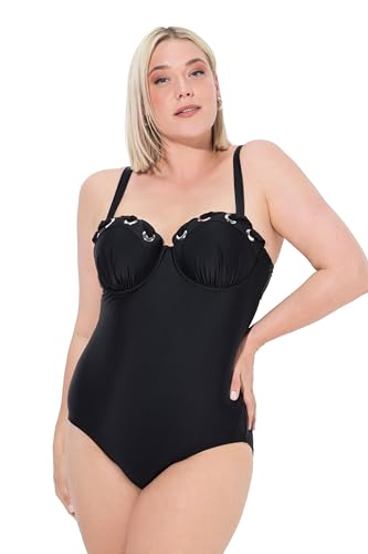 Ulla Popken Badeanzug Chloe, Lacing Detail Traje de baño de una Sola Pieza, Negro, 0 Mujeres