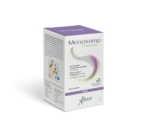 Aboca Menovamp Cimicifuga 60 Capsule - Integratore Alimentare per Contrastare i Disturbi della Menopausa con Cimicifuga, per Limitare la Sudorazione con Salvia - Con Passiflora e Biancospino