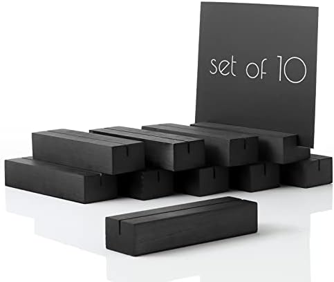 TOROS store 10 Pack Wood Place Card Holder - Black Wooden Table Number Holders , Name Place Cards Stand , Events Party Tabletop Sign Stands , Wedding & Birthday Stands for Photos, Pictures & Postcard