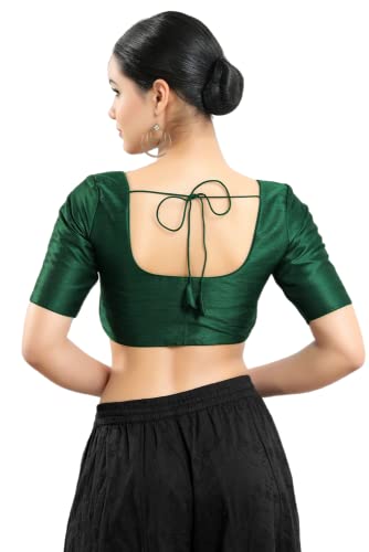 Image of Vamas Women's Silk Padded Self Design Half Sleeve Readymade Saree Blouse (X-766.N)