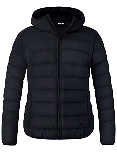 wantdo Women's Plus Size Lightweight Jackets Full-Zip Quilted Warm Jacket with Hood