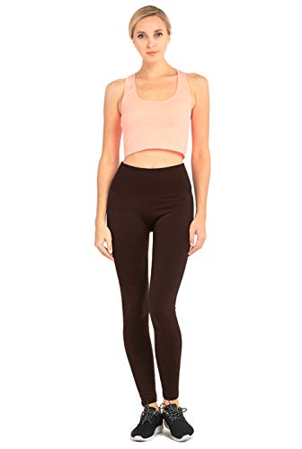 Leggings - Women's Fleece Lined Solid Color High Waist Full Length Leggings