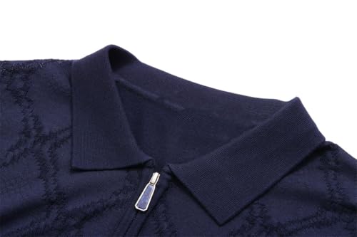 Men's Wool Warm Long-Sleeved Embroidered Zipper Stretch Straight Sweater2