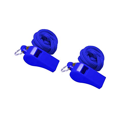 Golvery Entrenadores Árbitro Silbato con Cordón, 2 silbatos de plástico Azul para Escuela Deportes, Fútbol, fútbol, Baloncesto y Lifeguard, Supervivencia Emergencia Perro formación (2 de Unidades)