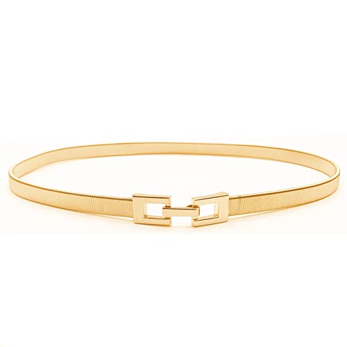 Skinny Waist Belt of Women Elastic Metal Stretch Chain Belt Gold and Silver