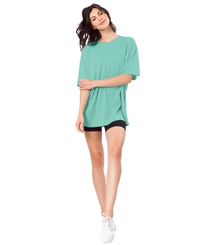 Image of SHODOX Women's Cotton Blend Oversized Drop Shoulder Solid T-Shirt(Pack of 1)