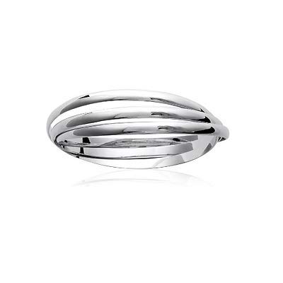 Bracciali Tripla Mezza JONCS 6,6 MM Argento Massiccio 925/1000 Rodiato, Taglia unica, Argento sterling
