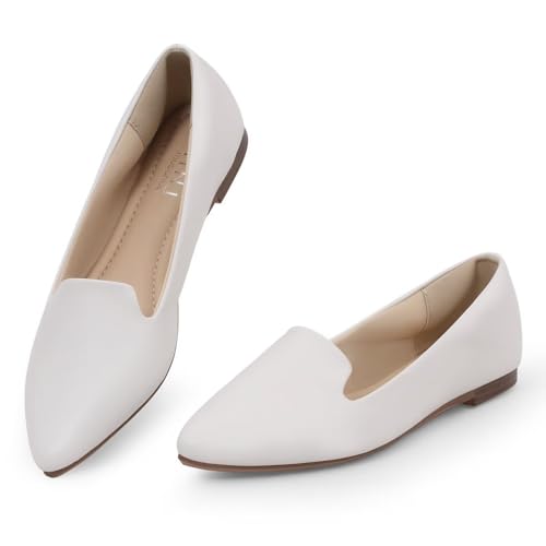 Image of MUSSHOE Black Flats for Women Pointed Toe-Comfortable Business Casual Work Shoes, Dressy Suede Slip On with Memory Foam for Office, Teacher & Standing All Day