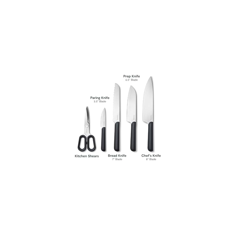 Caraway-5-Piece-Knife-Set-Premium-German-Steel-Blade-Kitchen-Knives-Ergonomic-Handles-No-Microplastics-Charcoal Caraway 5 Piece Knife Set - Premium German Steel Blade Kitchen Knives - Ergonomic Handles - No Microplastics - Charcoal