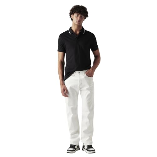 Image of Levi's Men's 505 White Straight Fit Mid Rise Jeans