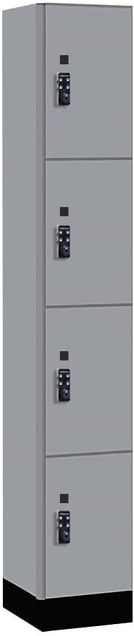 Salsbury Industries 44165WF-R 12 in. Wide Premier Wood Locker - Four Tier - 1 Wide - 6 ft. High - 15 in. Deep - Winter Fog - Resettable Combination Locks