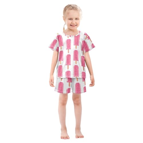 ALAZA Funny Ice Cream Pajamas Set Short Sleeve Cotton Sleepwear Summer Pjs 2 Piece 5-14Y3