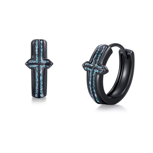 Pendientes Croelen negros para hombres de plata de ley regalo especial novio