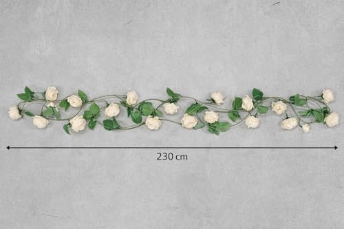 Image of SATYAM KRAFT 2 Lines Artificial Cherry Blossom Rattan Flowers Wall Hanging Flower Decor - Perfect Rose Garland for Home, Office, Wedding, Festival, Ganpati Decoration (2, Peony line Red)