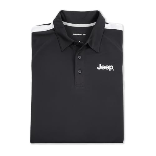 Jeep Men's Golf Polo, PosiCharge Micro-Mesh Colorblock (Black/White)4