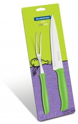 ATHUS Carving Fork & Knife Set – 2pc – Green – Tramontina, Brazil