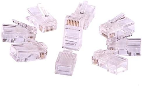 Jadaol Ethernet RJ45 Connector - Ethernet Modular Crimp Connectors Plugs 50 Micron Gold Plated - Only for Cat6 30 or 32 AWG Flat Ethernet Cable - 20Pack