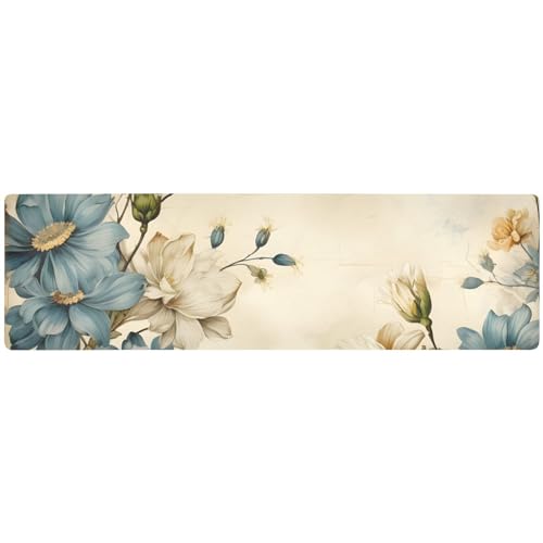 Heat Resistant Table Runner&Trivet Runners Anti Slip Waterproof Trivets for Hot Dishes and Pans Kitchen Farmhouse Wedding Party Countertops Decoration 12X39 in Beige Flower