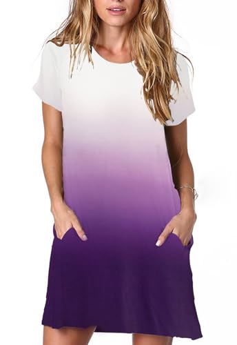 Image of Alaster Women's Casual Summer T Shirt Dress Loose Short Sleeve Tunic Dress with Pocket for Women