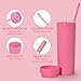 sweet grain Skinny Tumblers with Lids and Straws(6 Pack) - 16oz Matte Pastel Colored Skinny Acrylic Tumblers, Double Wall Plastic Tall Skinny Tumblers Bulk for Cold Hot Drinks - Pink