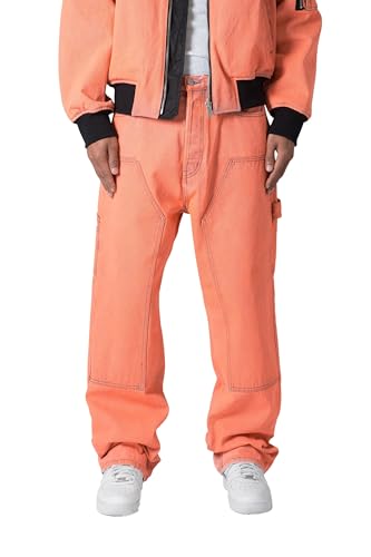 mnml Men's Ultra Baggy Double Knee Denim-Orange