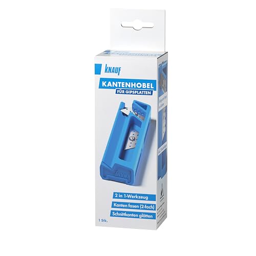Knauf Kantenhobel mit 1 Arbeitsklinge und 3 Ersatzklingen – Gips-Hobel zum exakten Anfasen von Gipsfaser-Platten, Trockenbau-Hobel
